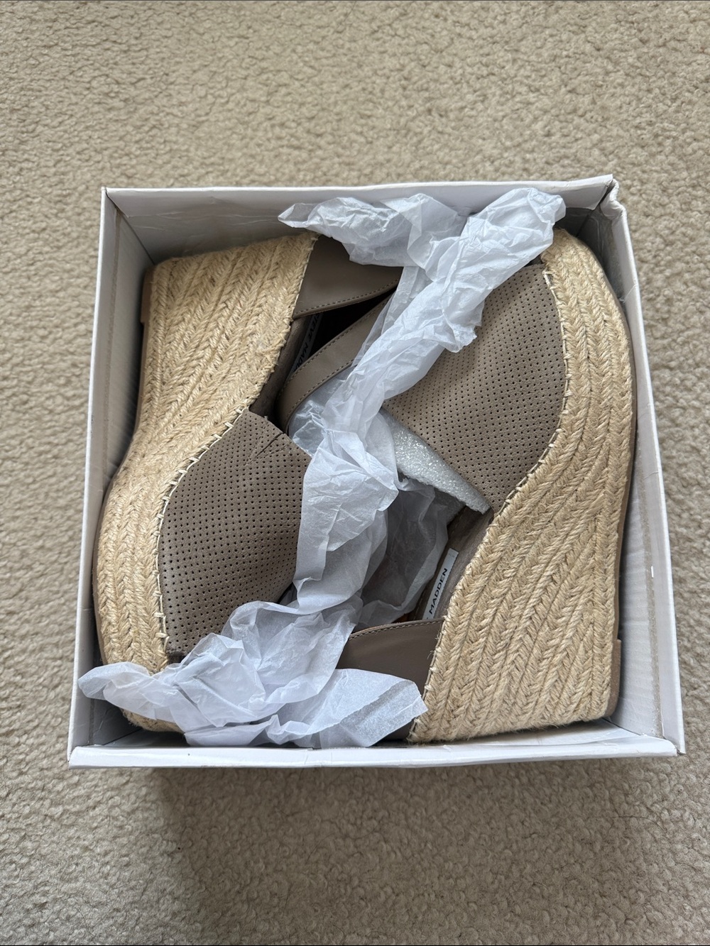 Steve Madden JOSEY Taupe Espadrille Wedge Sandals